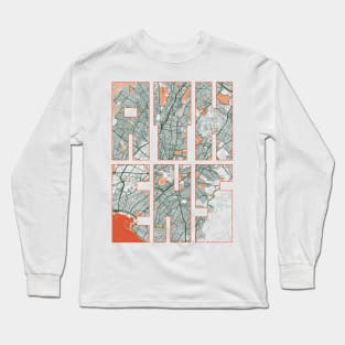 Athens, Greece City Map Typography - Bohemian Long Sleeve T-Shirt